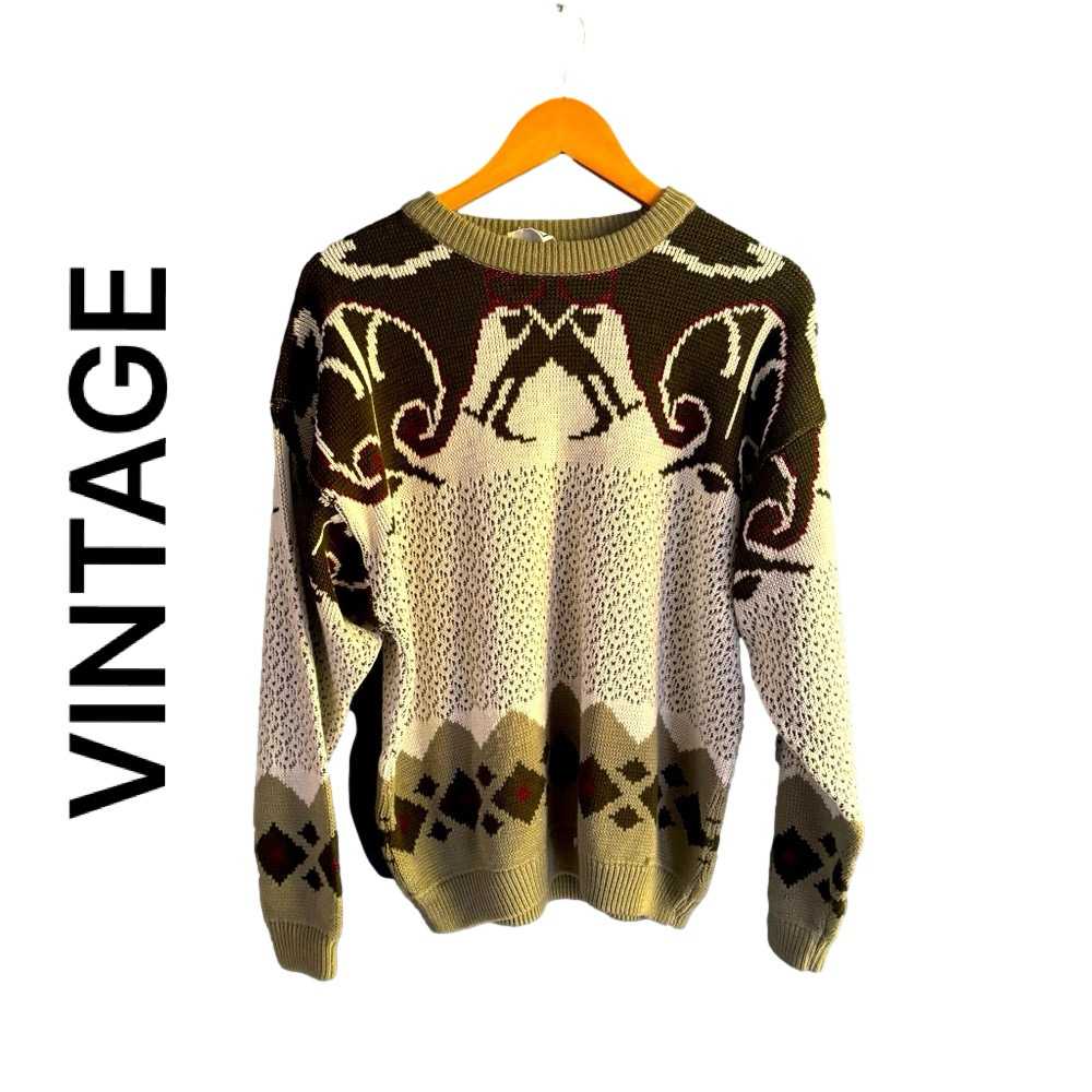 Vintage Women Patterned Sweater Medium